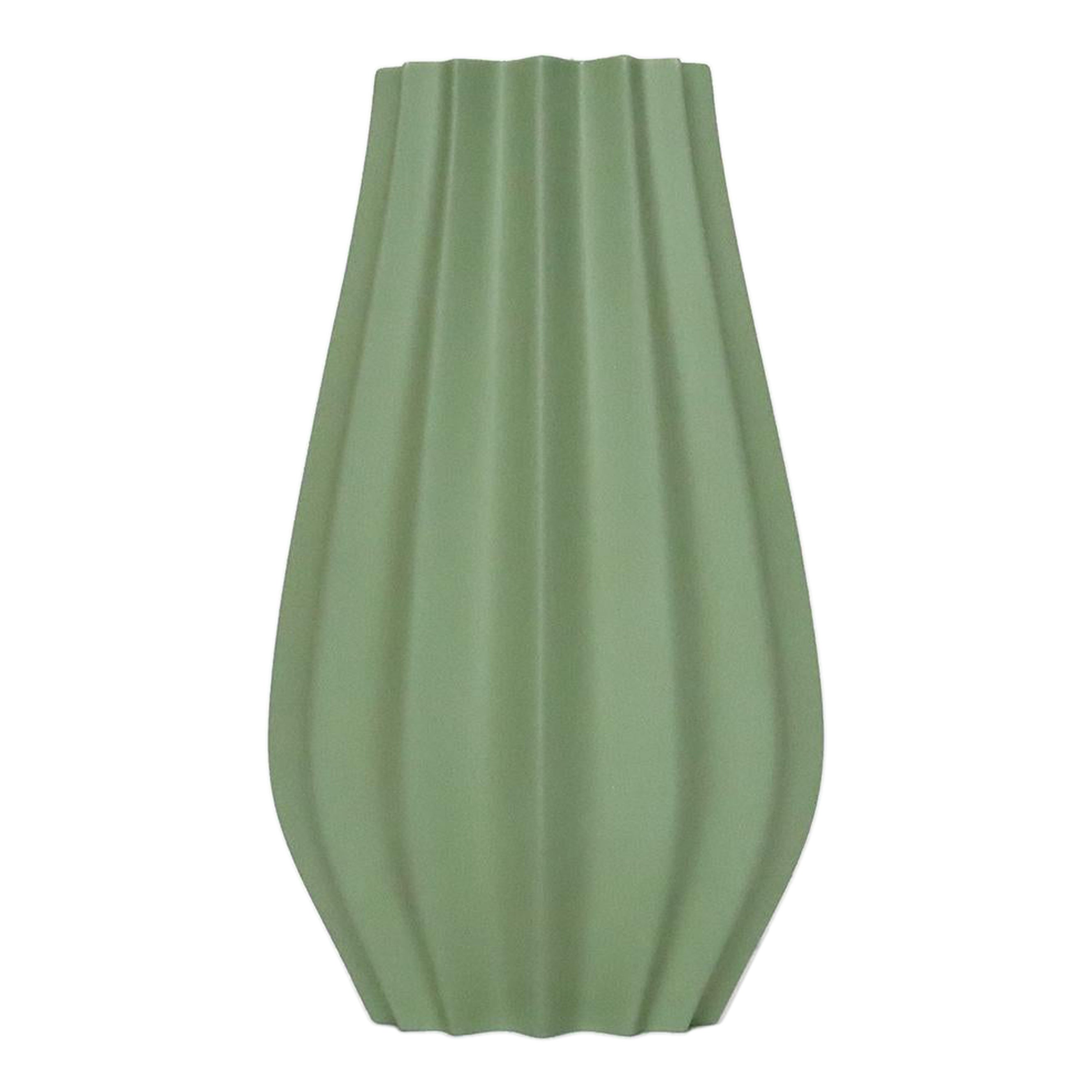 Jarrón Acanalado - Verde Oliva