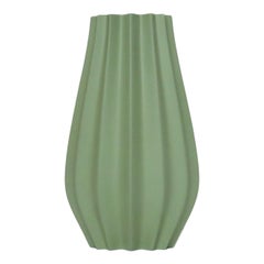 Jarrón Acanalado - Verde Oliva