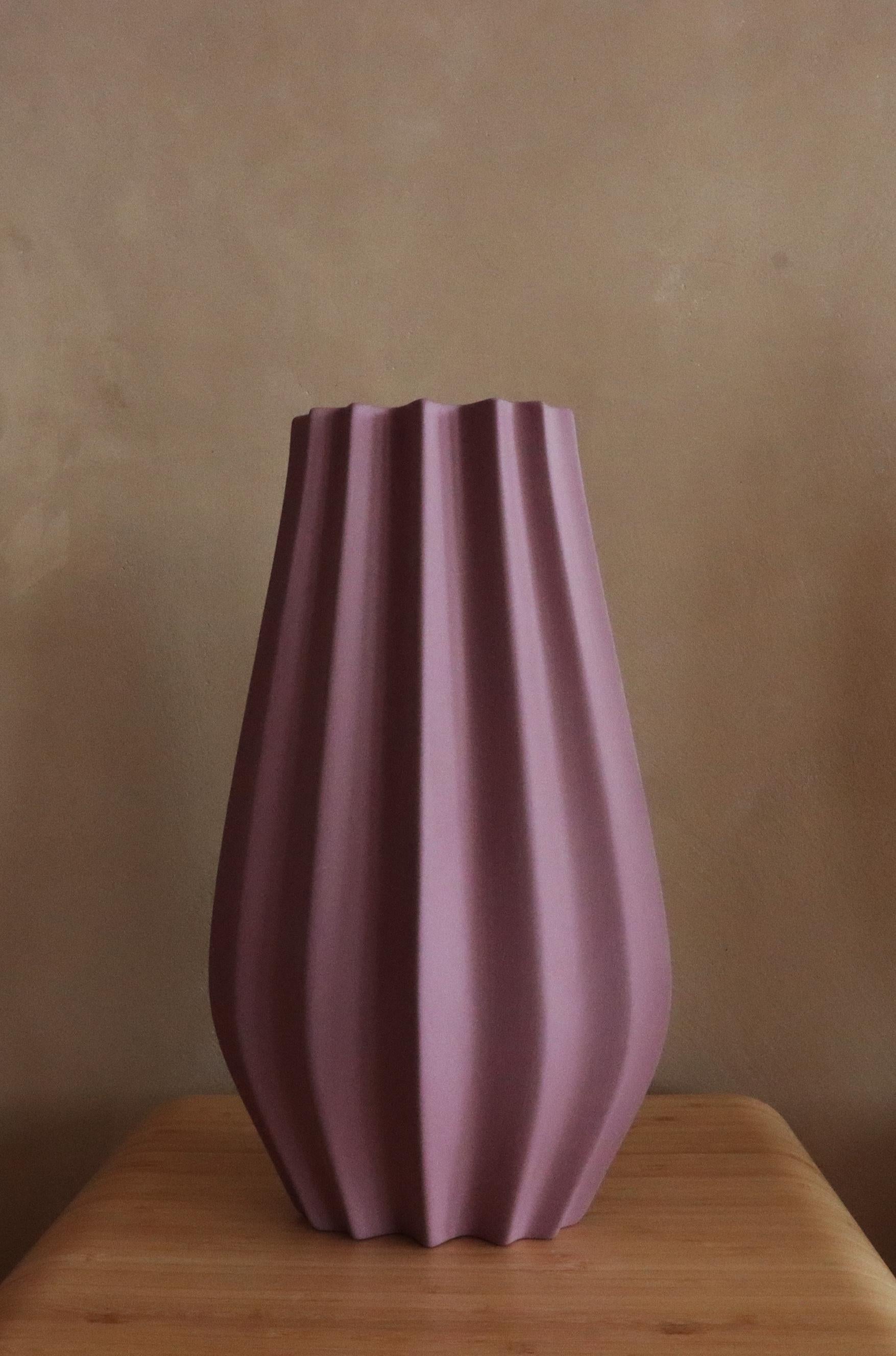 Contemporary Fluted Vase - Sangria For Sale