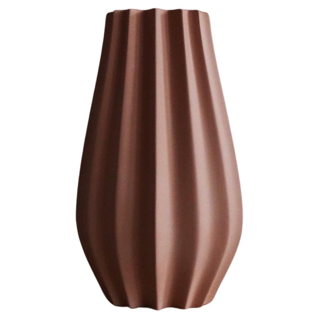 Fluted Vase - Terracotta For Sale