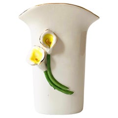 Vintage Fluted White Calla Lily Vase