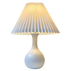 Fluted White Danish Modern Ceramic Table Lamp by Einar Johansen for Søholm