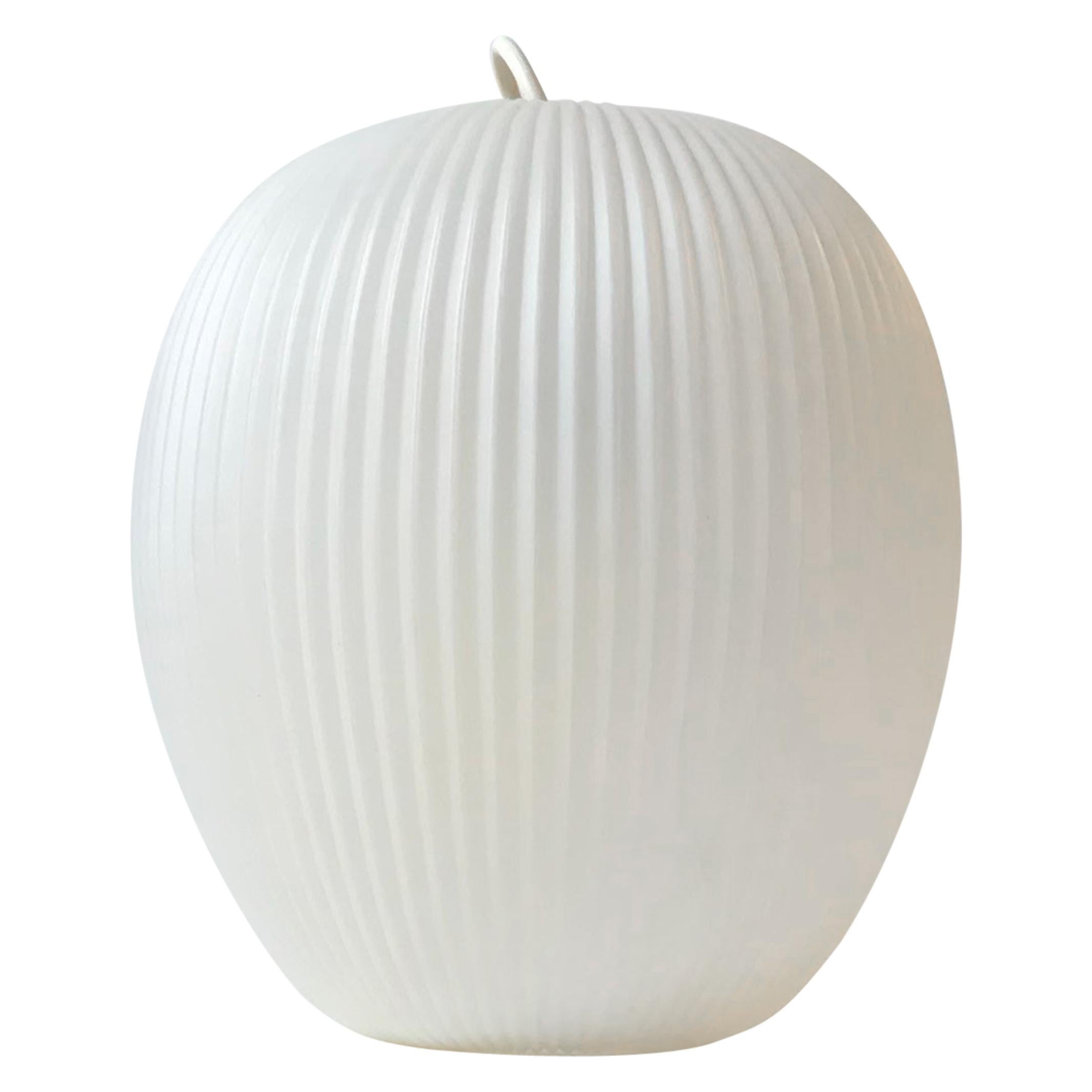 Fluted White Mid-Century Pendant Lamp by Heifetz Rotaflex, 1960s For Sale