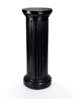 Fluted Wood Black Lacquer Column, Louis Philippe Style, 19th Century