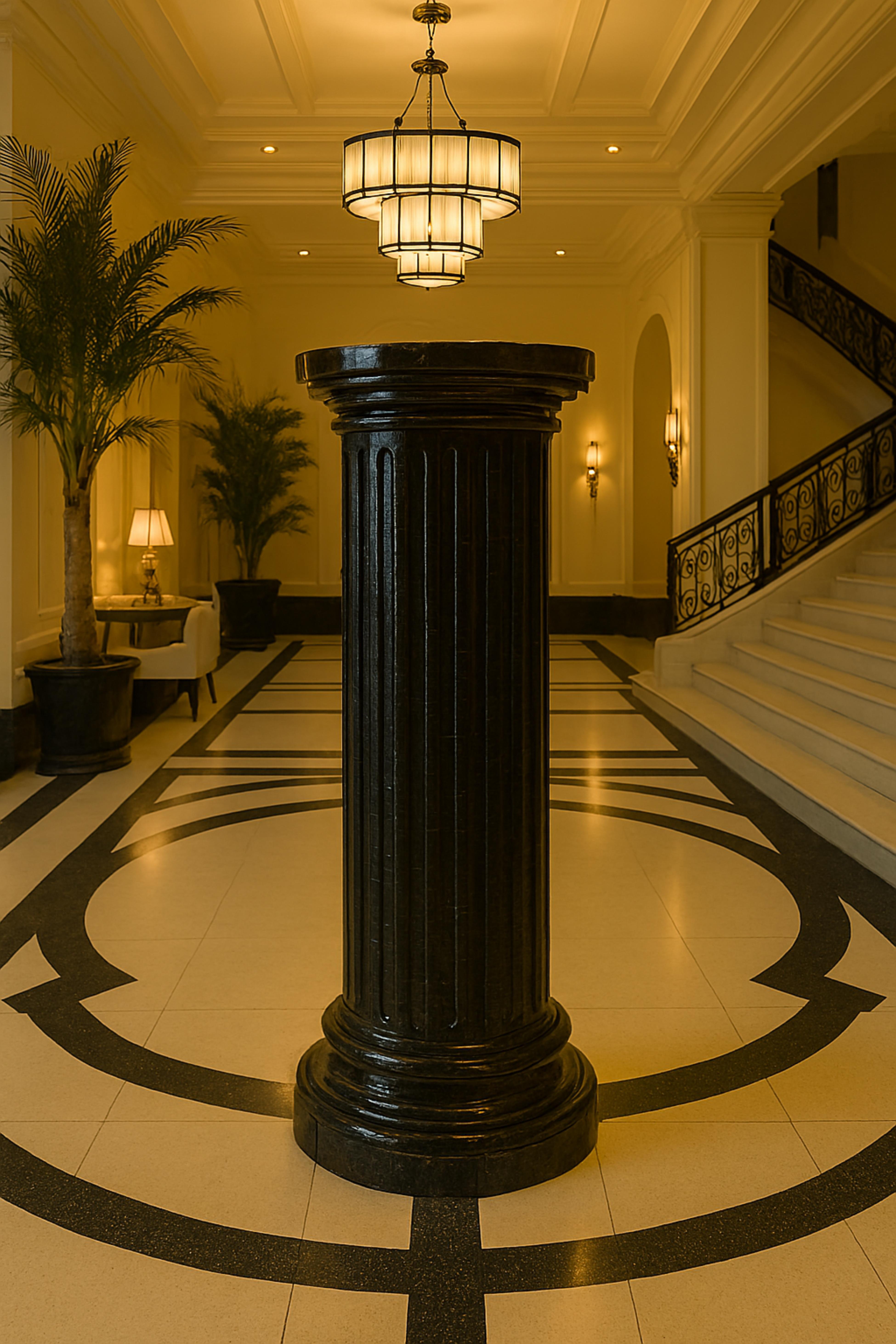 Noce Colonna scanalata in legno laccato nero, stile Louis Philippe, XIX secolo in vendita