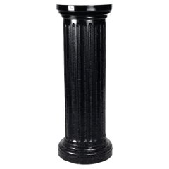 Colonna scanalata in legno laccato nero, stile Louis Philippe, XIX secolo