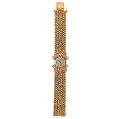 Fluva France 1940s Vintage Diamond Gold Wristwatch