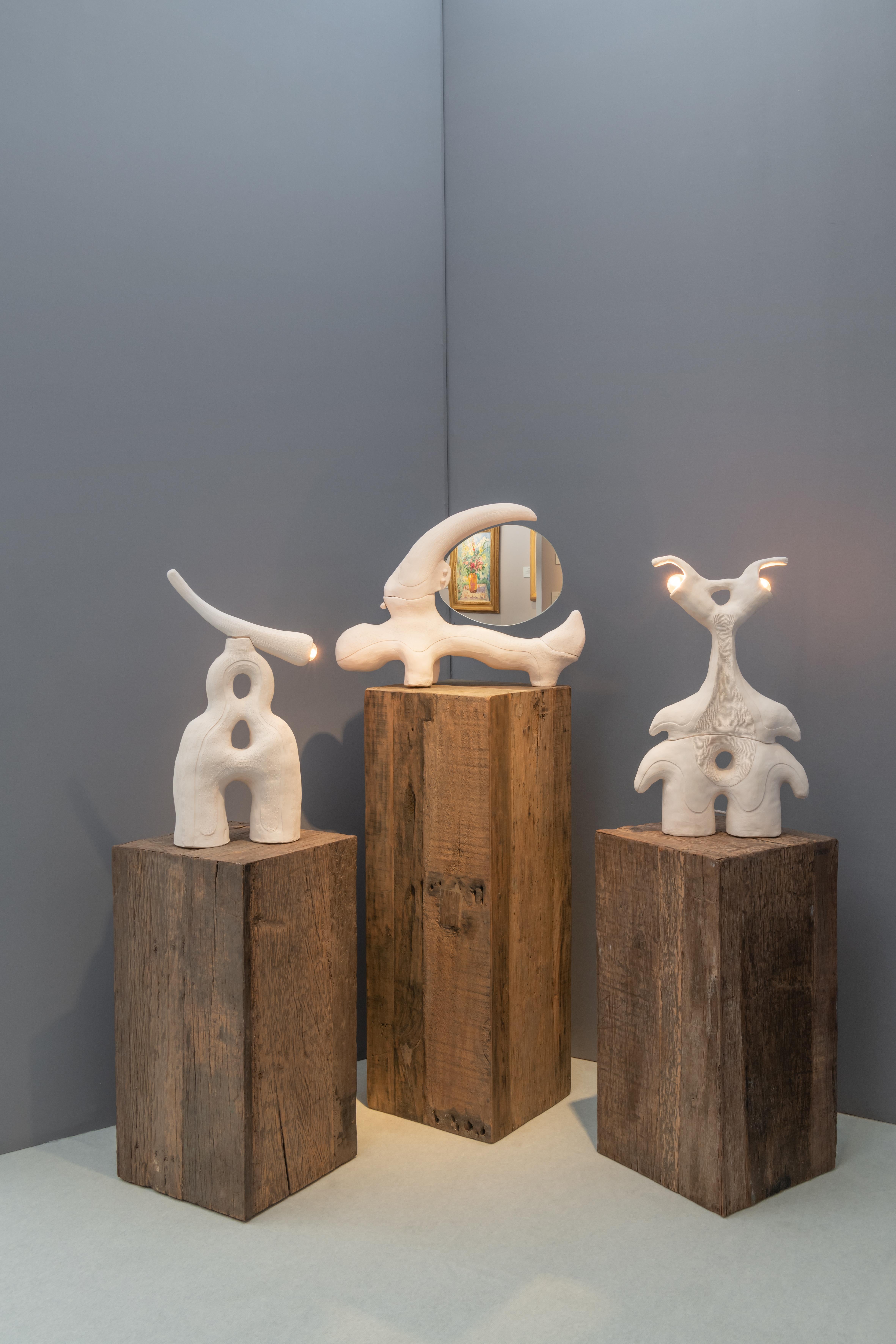Céramique Lampe de bureau sud-africaine de collection en céramique blanche Flux 3 de Jan Ernst en vente