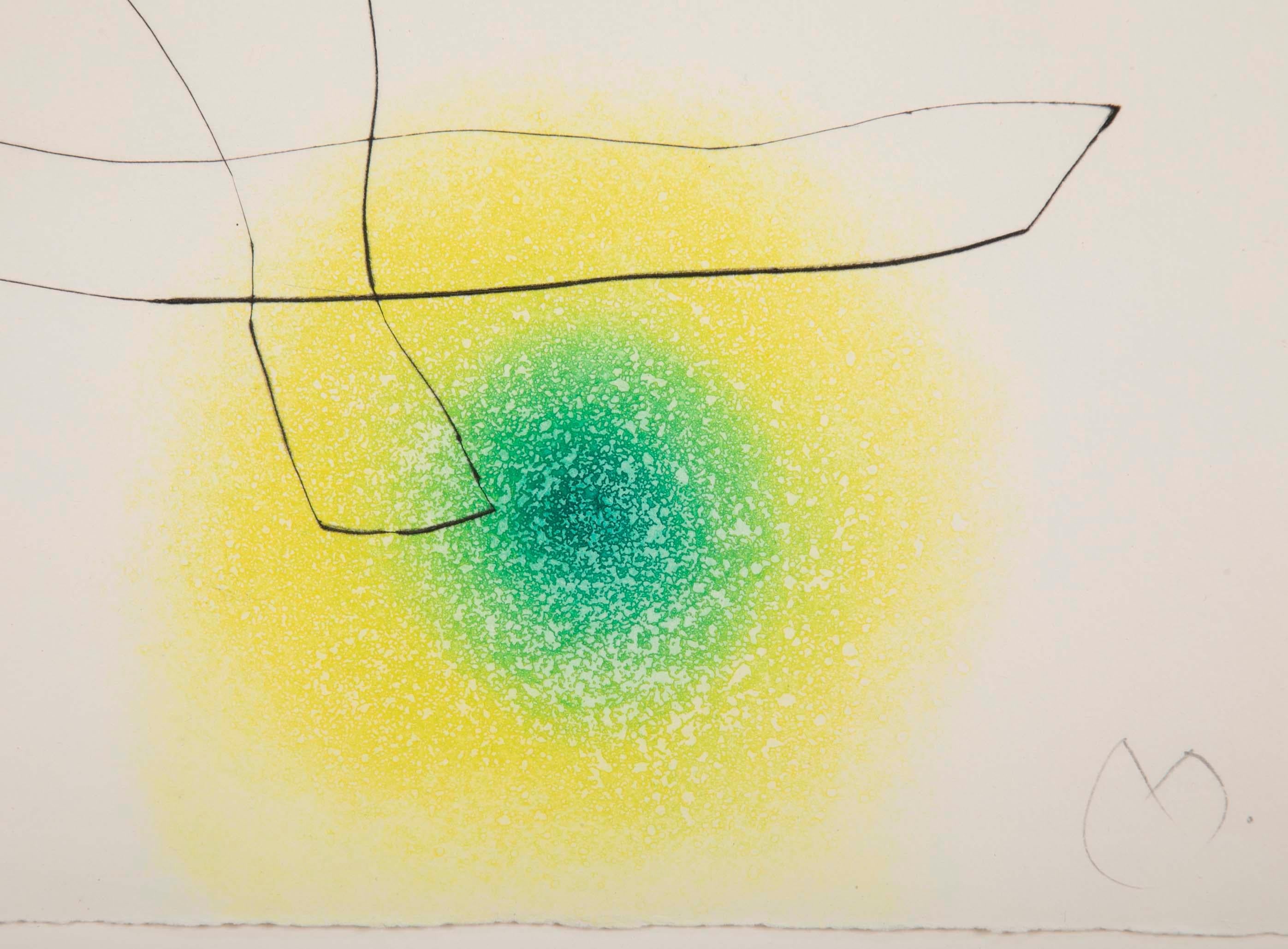 Papier « Lux de L' Aimant », aquatinte à la pointe sèche et à la couleur de Joan Miro en vente