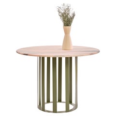 Flux Round Dining Table by Pieces, Modern Customizable in Stone Wood and Glass 