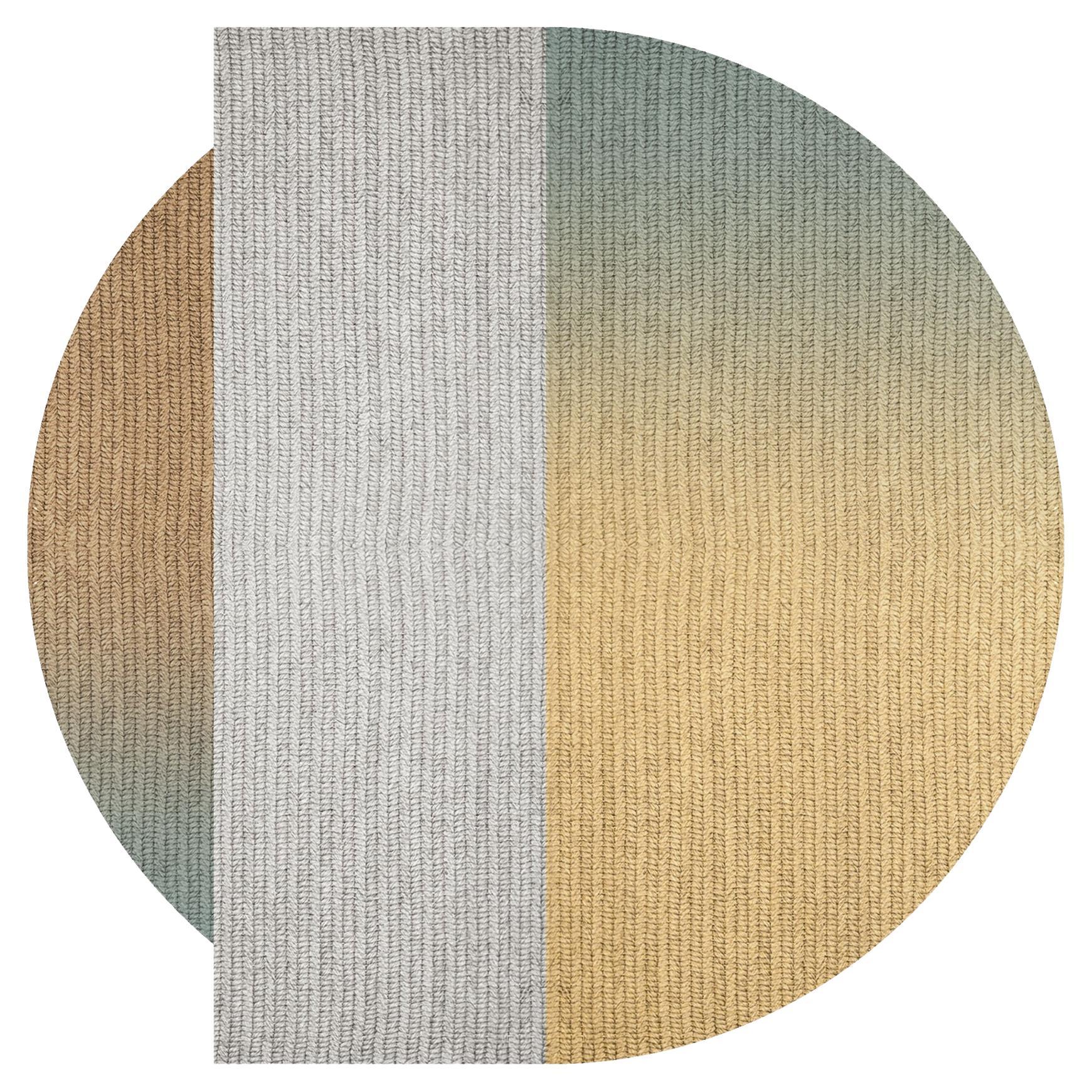 'Flux' Rug in Abaca, Colour 'Sterling', Ø 200cm by Claire Vos for Musett Design