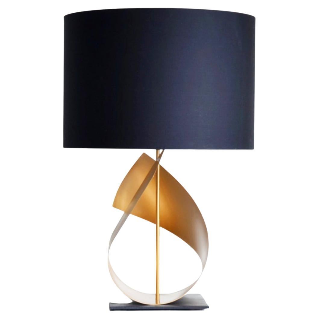 Flux Modern Table Lamp in Gold, Made in Britain For Sale