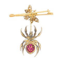 ‘Fly and Spider’ Diamond, Ruby and Sapphire Brooch, circa 1950s