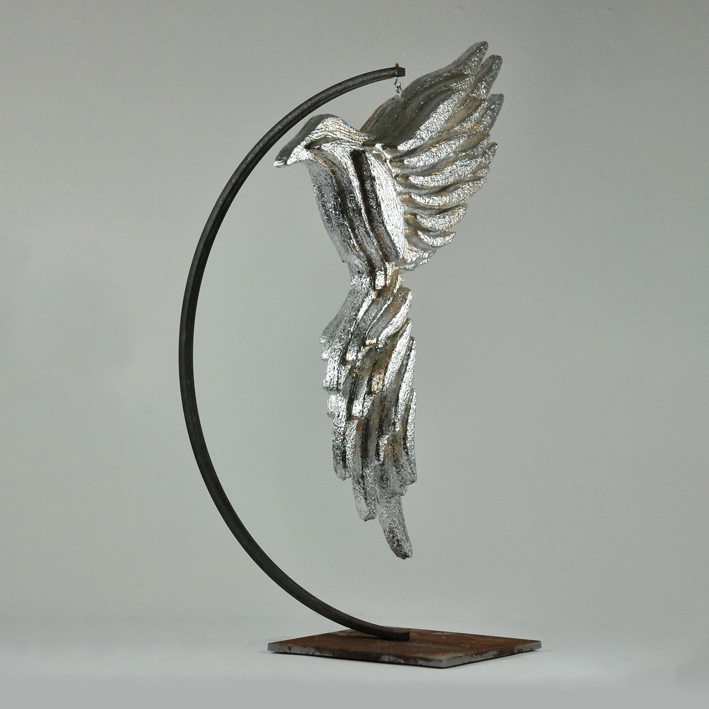 Italian Fly Away Silvery Scultpure For Sale