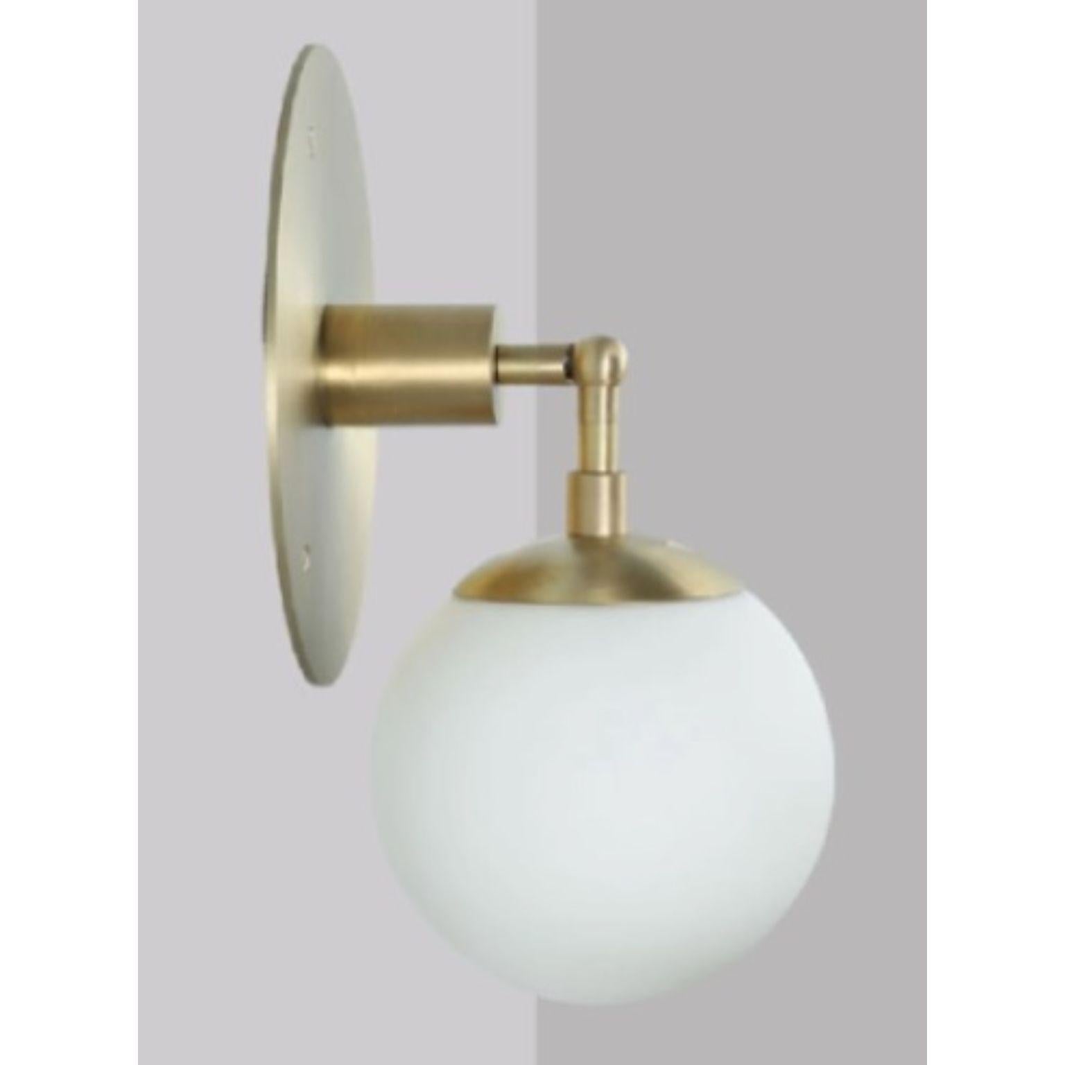 Other Fly Burnt Brass and Glass Globe Wall Sconce by Lamp Shaper For Sale