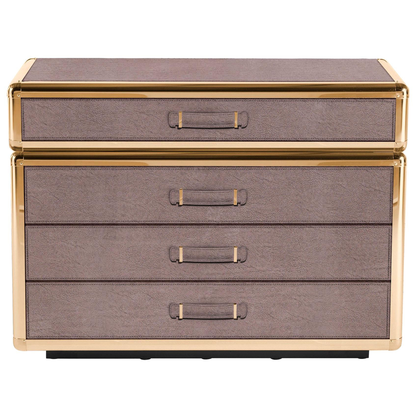 Roberto Cavalli Home Interiors Fly Case Chest Of Drawers in Leather