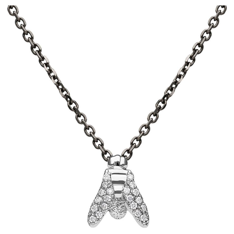 FLY Essential Necklace in 18K White Gold with Full Pavé Diamonds - ECH JEWELRY For Sale