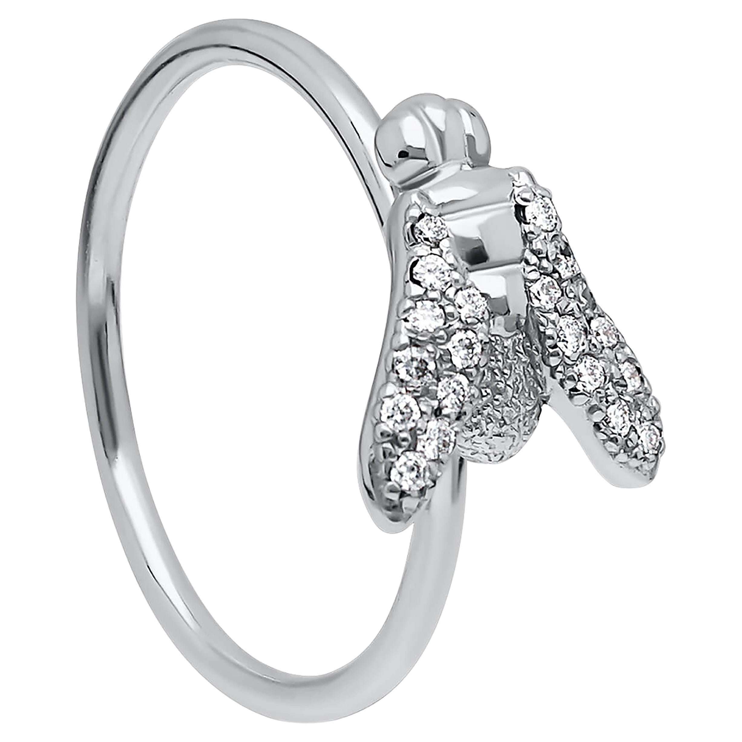 FLY Essential Ring aus 18 Karat Weißgold mit Vollpavé-Diamanten - ECH JEWELRY