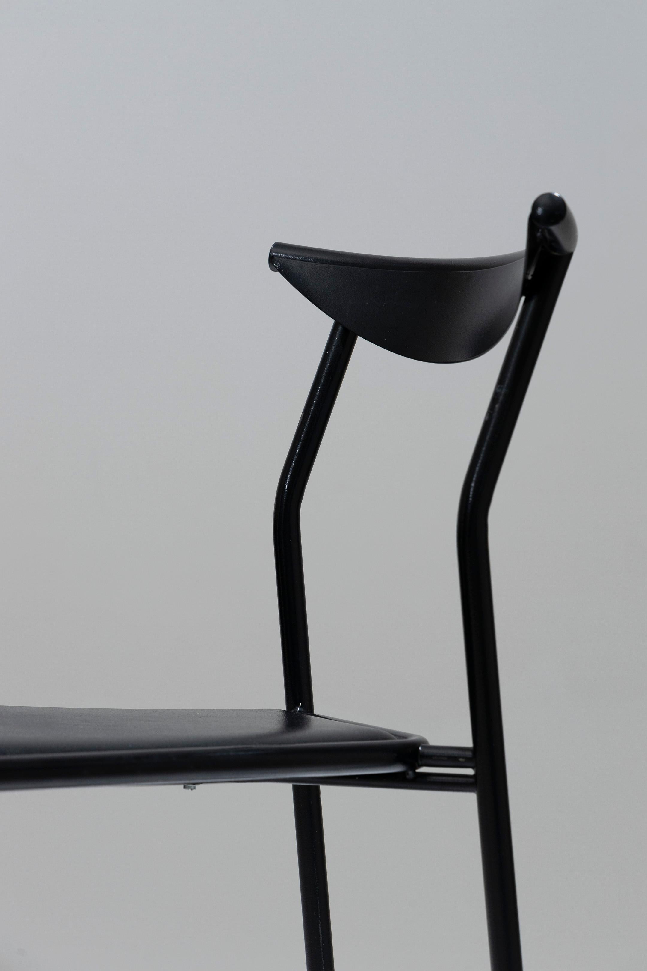 Chaise Fly Line noire, années 1980 5