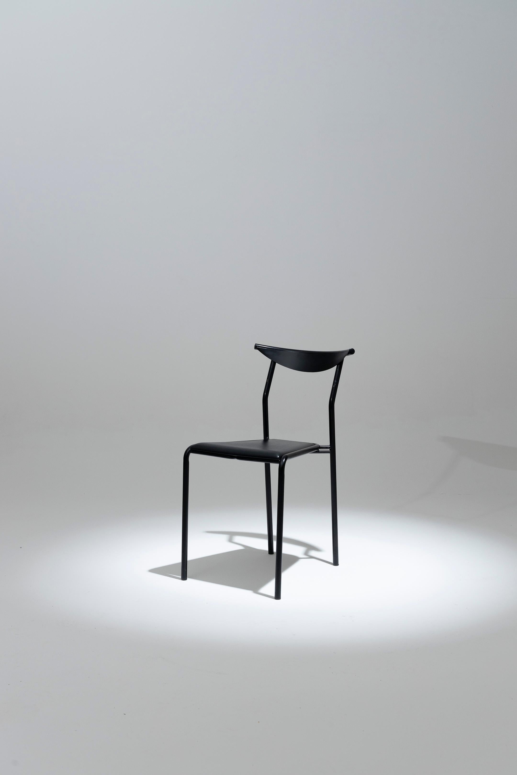 Moderne Chaise Fly Line noire, années 1980