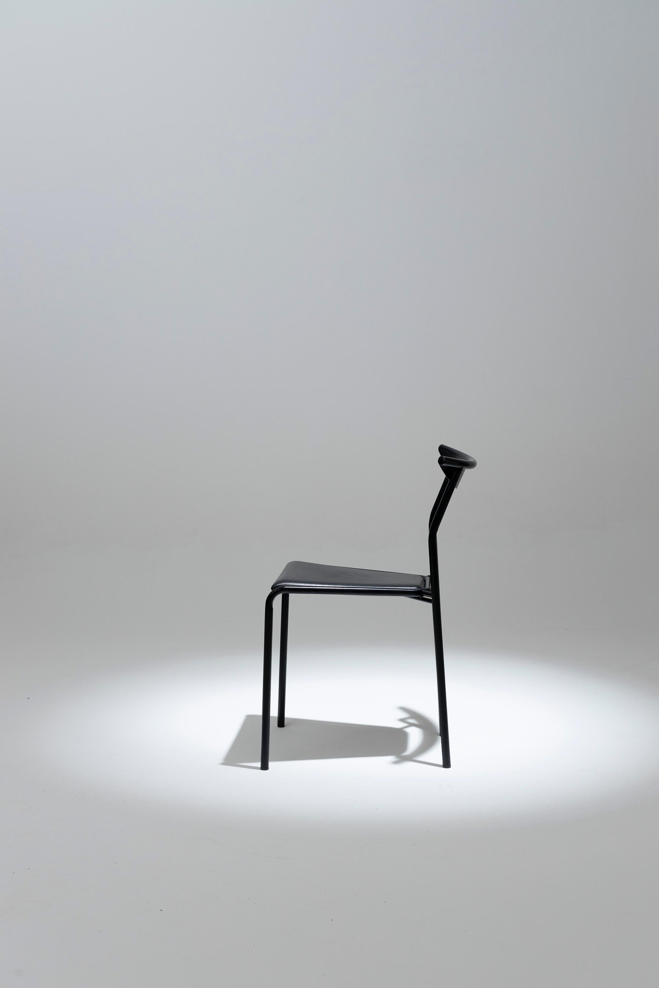 Métal Chaise Fly Line noire, années 1980