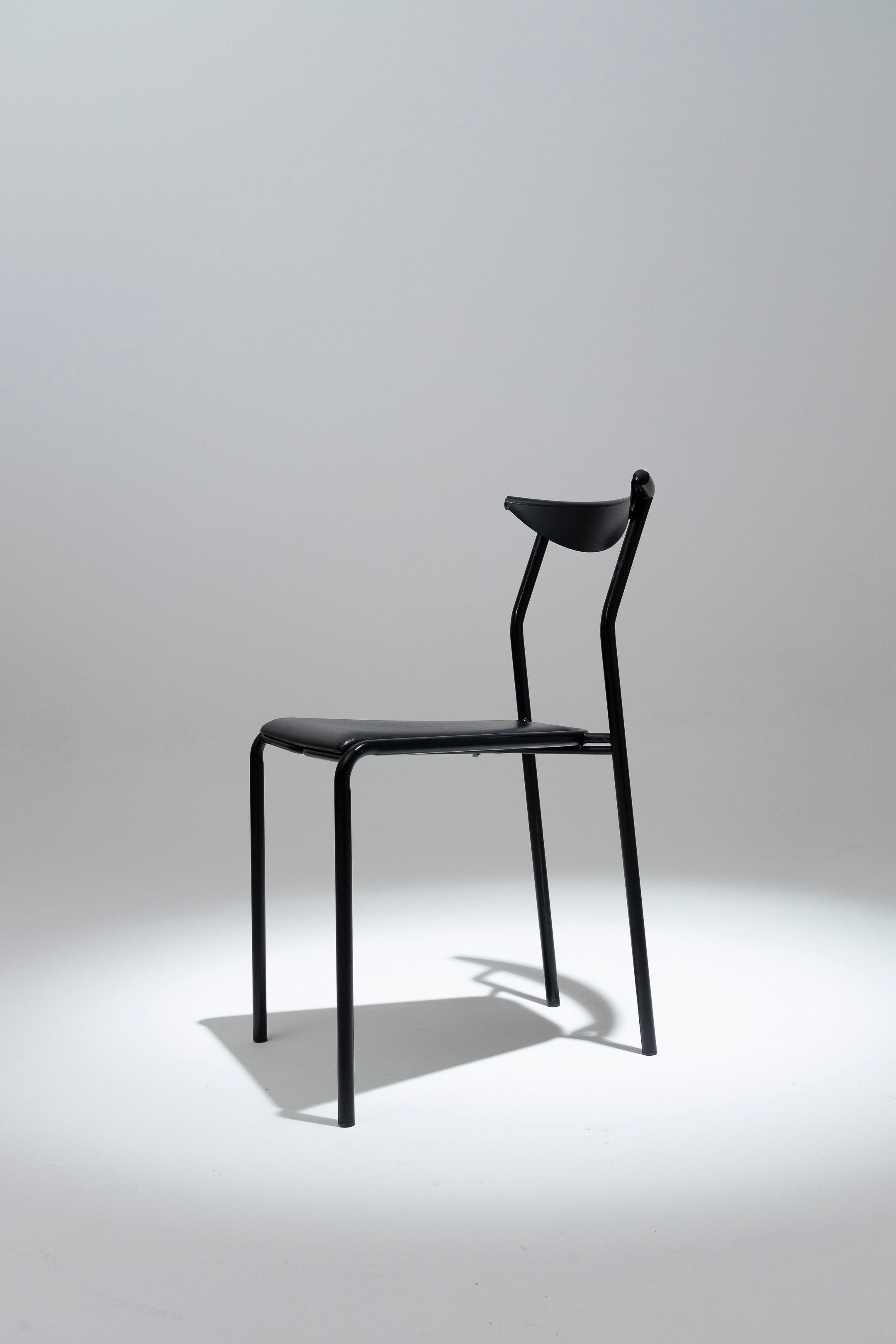 Chaise Fly Line noire, années 1980 1