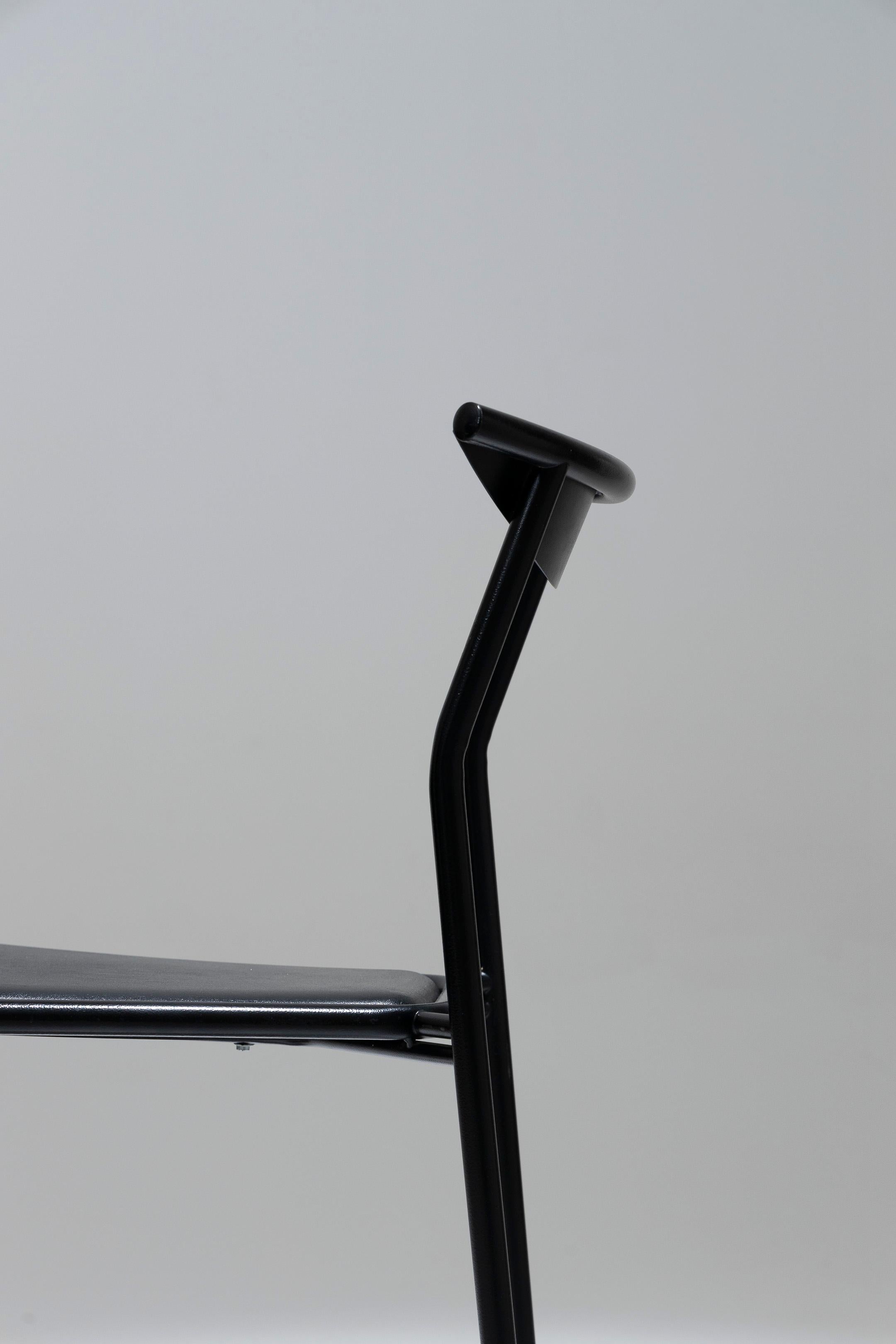Chaise Fly Line noire, années 1980 3
