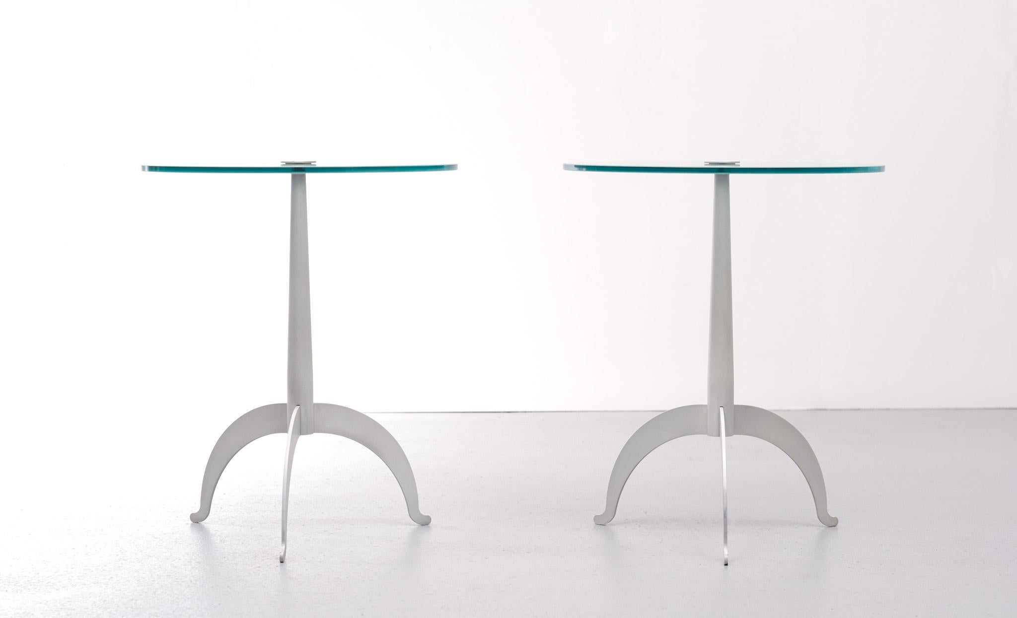 Fly-Line Glass Top Side Tables Italy 1980s  In Good Condition In Den Haag, NL