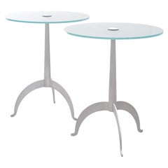 Fly-Line Glass Top Side Tables Italy 1980s 