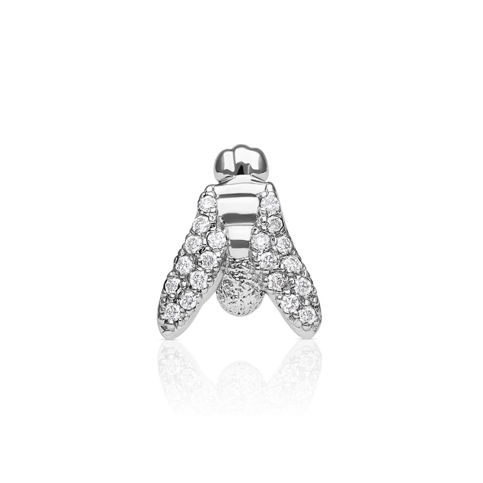 Women's or Men's maxi FLY Essential Necklace 18K White Gold with Full Pavé Diamonds - ECH JEWELRY For Sale