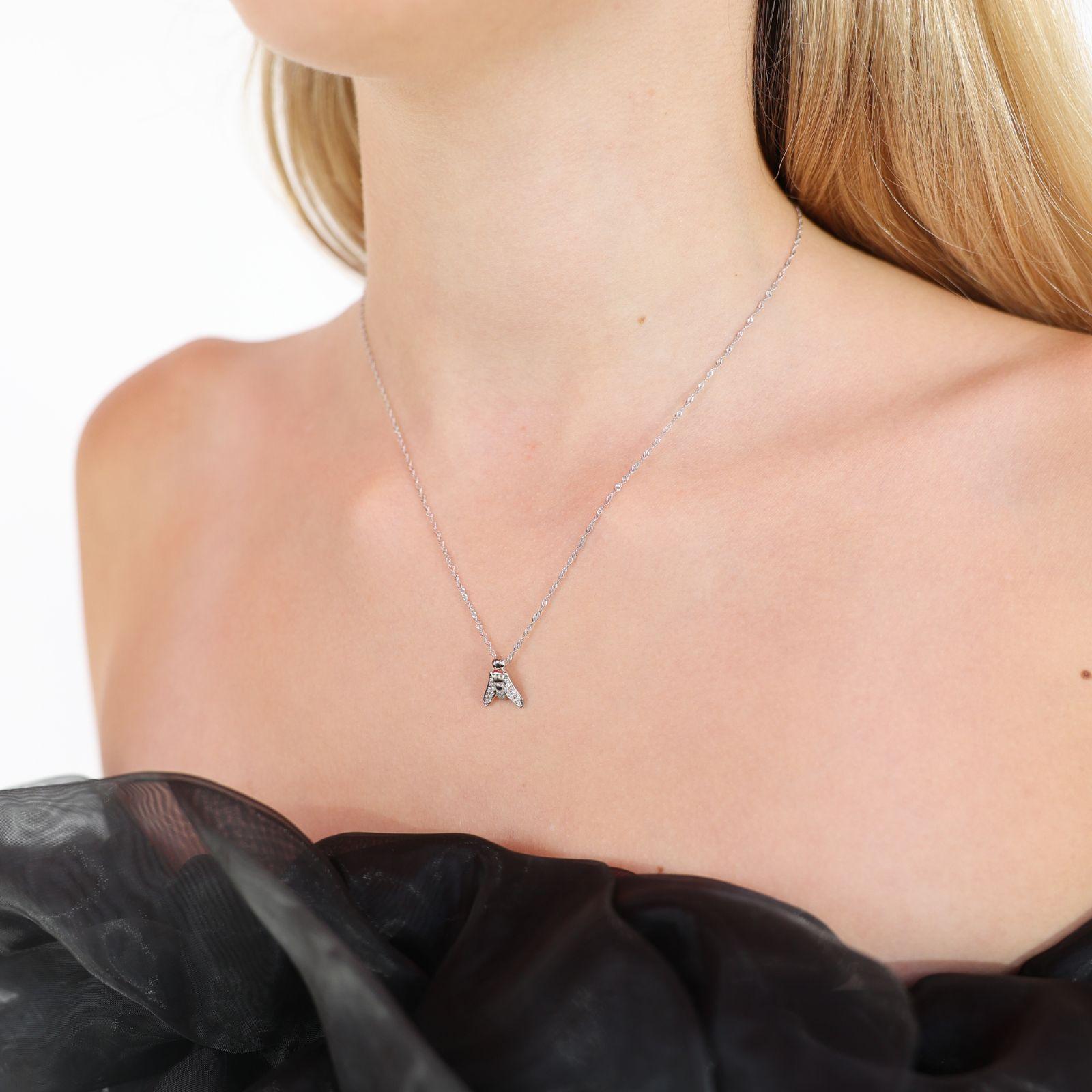Contemporary maxi FLY Essential Necklace 18K White Gold with Full Pavé Diamonds - ECH JEWELRY For Sale