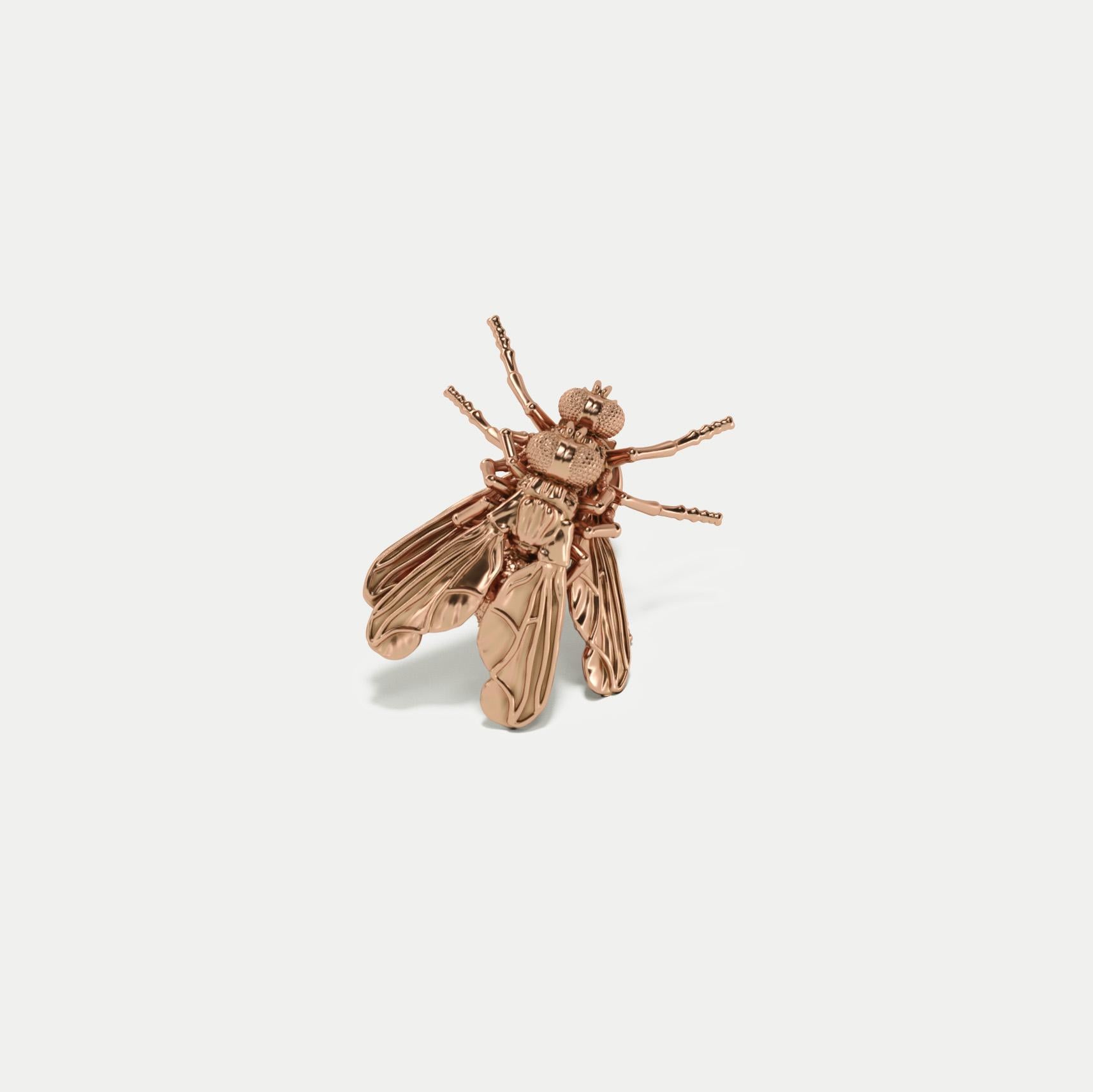 Rose Gold Fly on Fly Earring, 18KT In New Condition In Barcelona, CT