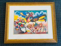 Fly over Jerusalem by Zamy Steynovitz, Framed and Signed Serigraph 1990