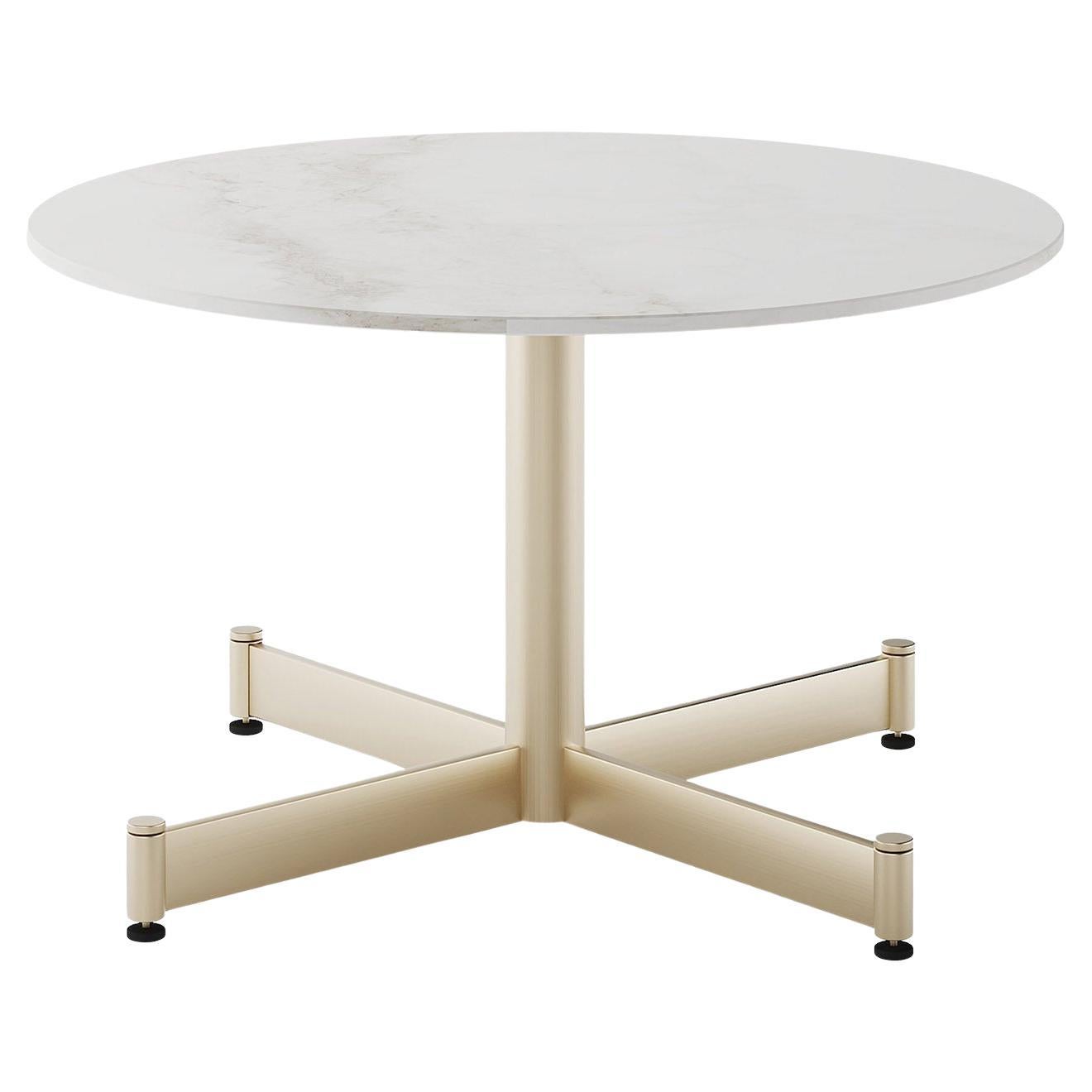 Fly Table ronde de café blanche et champagne par Braid Design Lab
