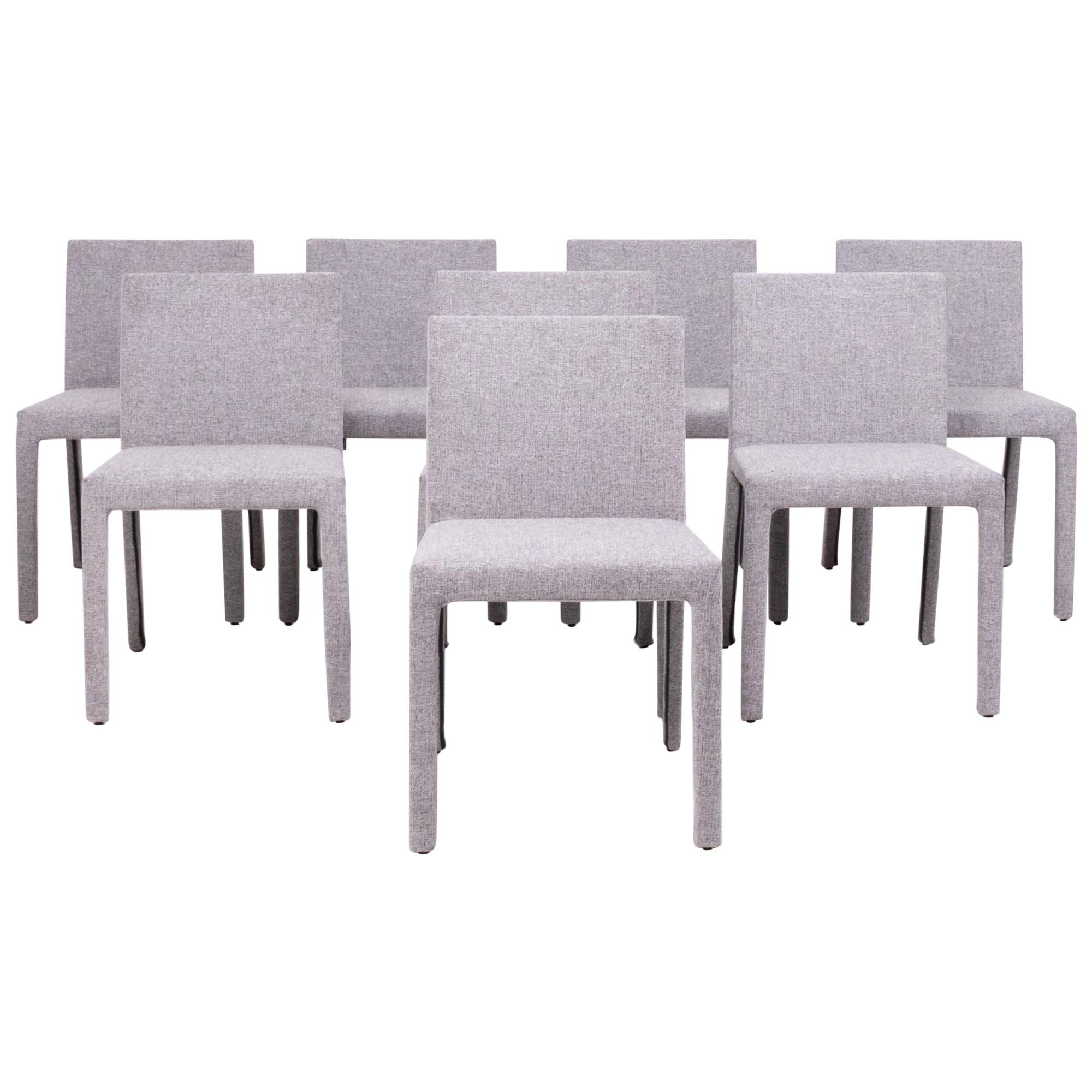 Modern Fly Tre Grey Dining Chairs by Carlo Colombo for Poliform, Set of 8