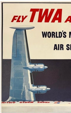 FLY TWA AMBASSADOR TRANS WORLD AIRLINES Original Vintage Airline Travel Poster