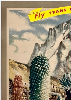 FLY TWA - KENYA - TRANS WORLD AIRLINES Original Vintage Airline Travel Poster