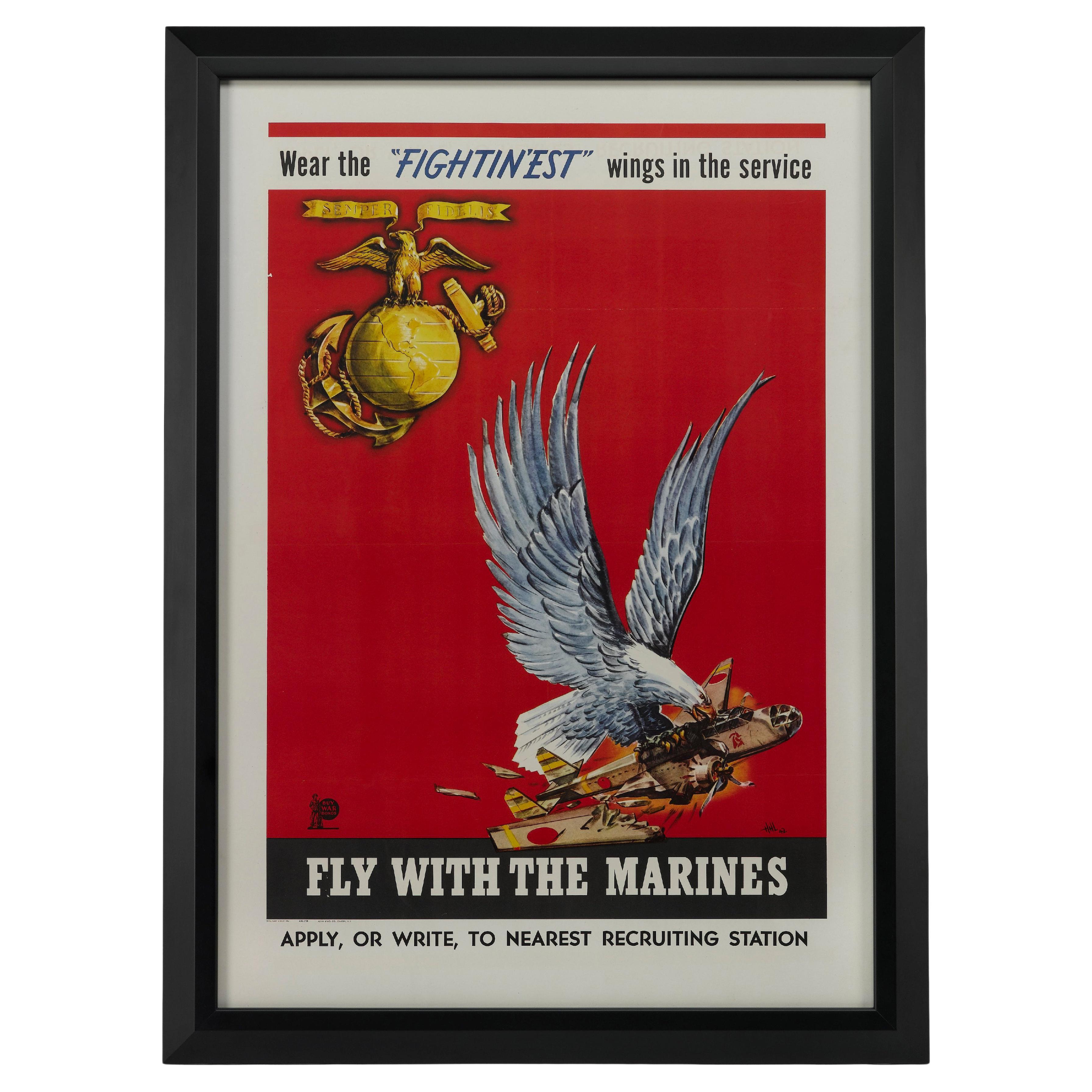 "Fly with the Marines" Vintage WWII Poster, 1942
