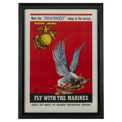 "Voler avec les Marines" Affiche vintage de la Seconde Guerre mondiale, 1942