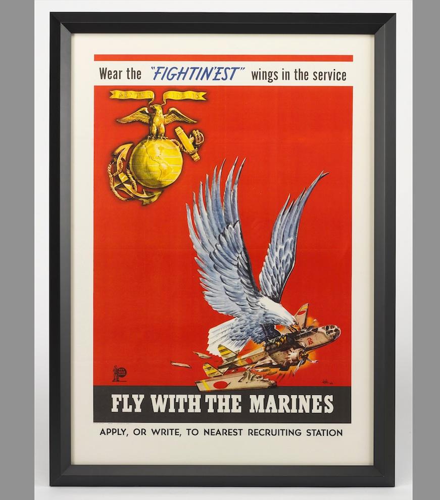 Fly with the Marines World War II Recruitment Poster In Good Condition In Colorado Springs, CO