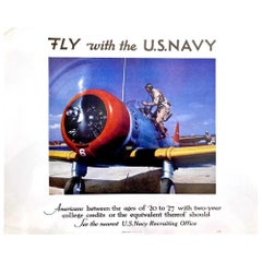 "FLY with the U.S. Navy" Vintage WWII Poster, 1941