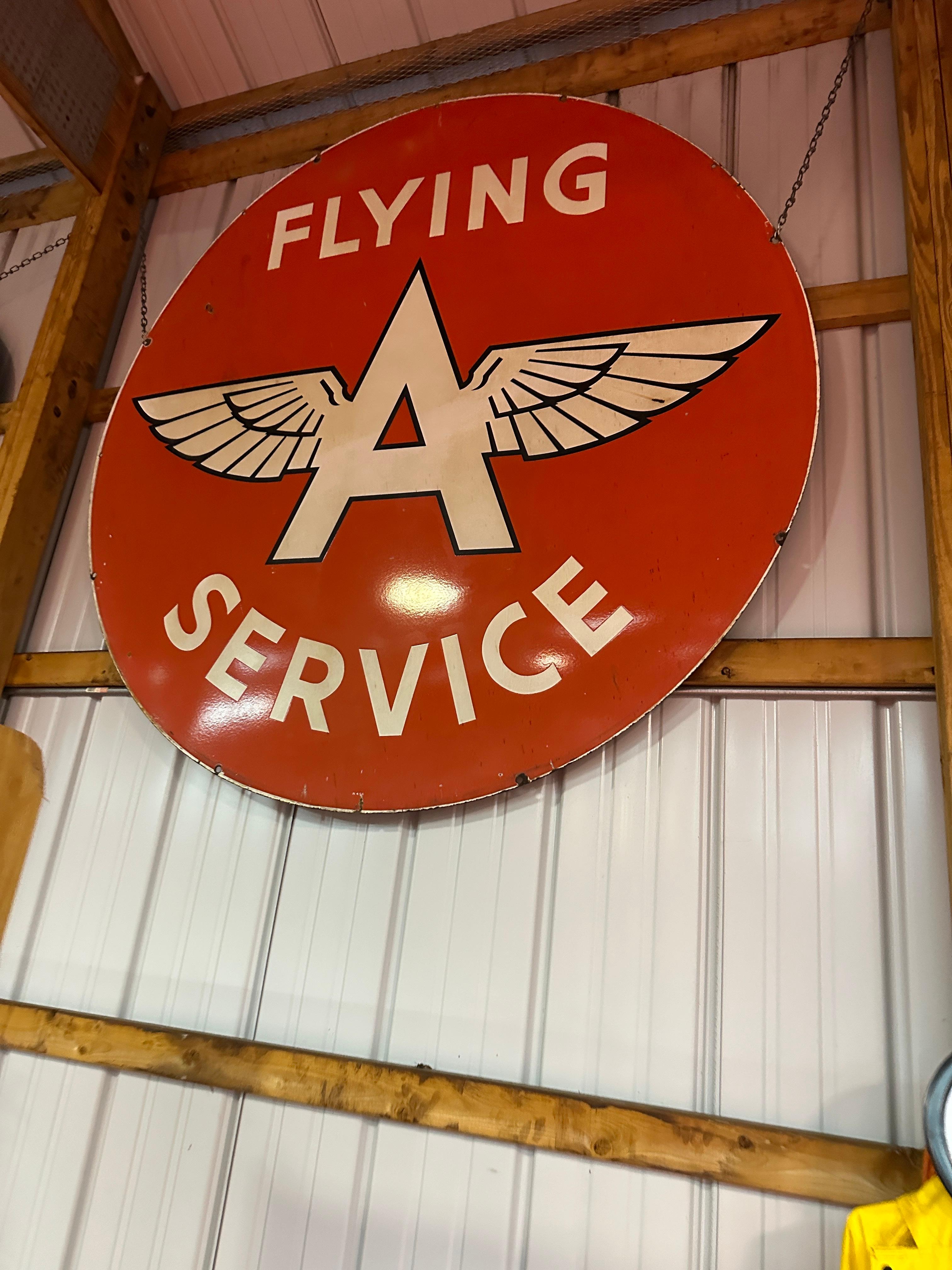 Enameled Flying A Service Enamel Sign - Double Sided For Sale