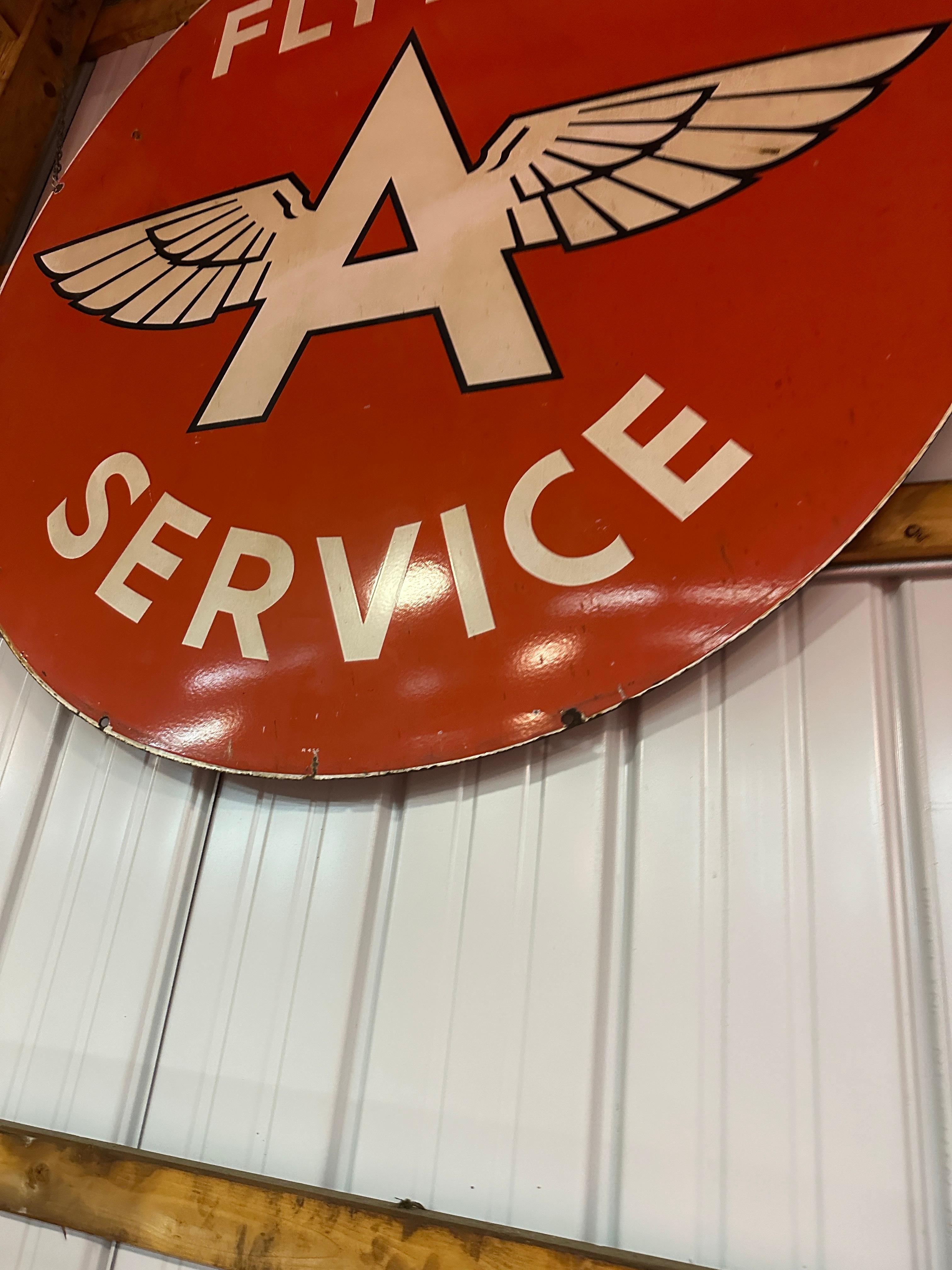 Steel Flying A Service Enamel Sign - Double Sided For Sale