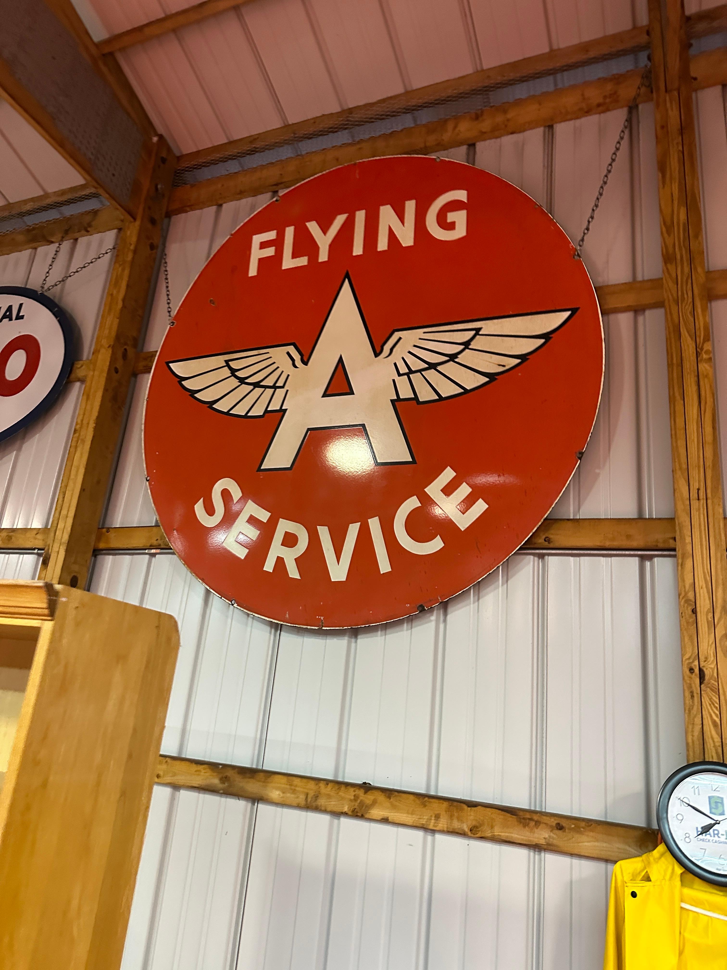 Flying A Service Enamel Sign - Double Sided For Sale 1