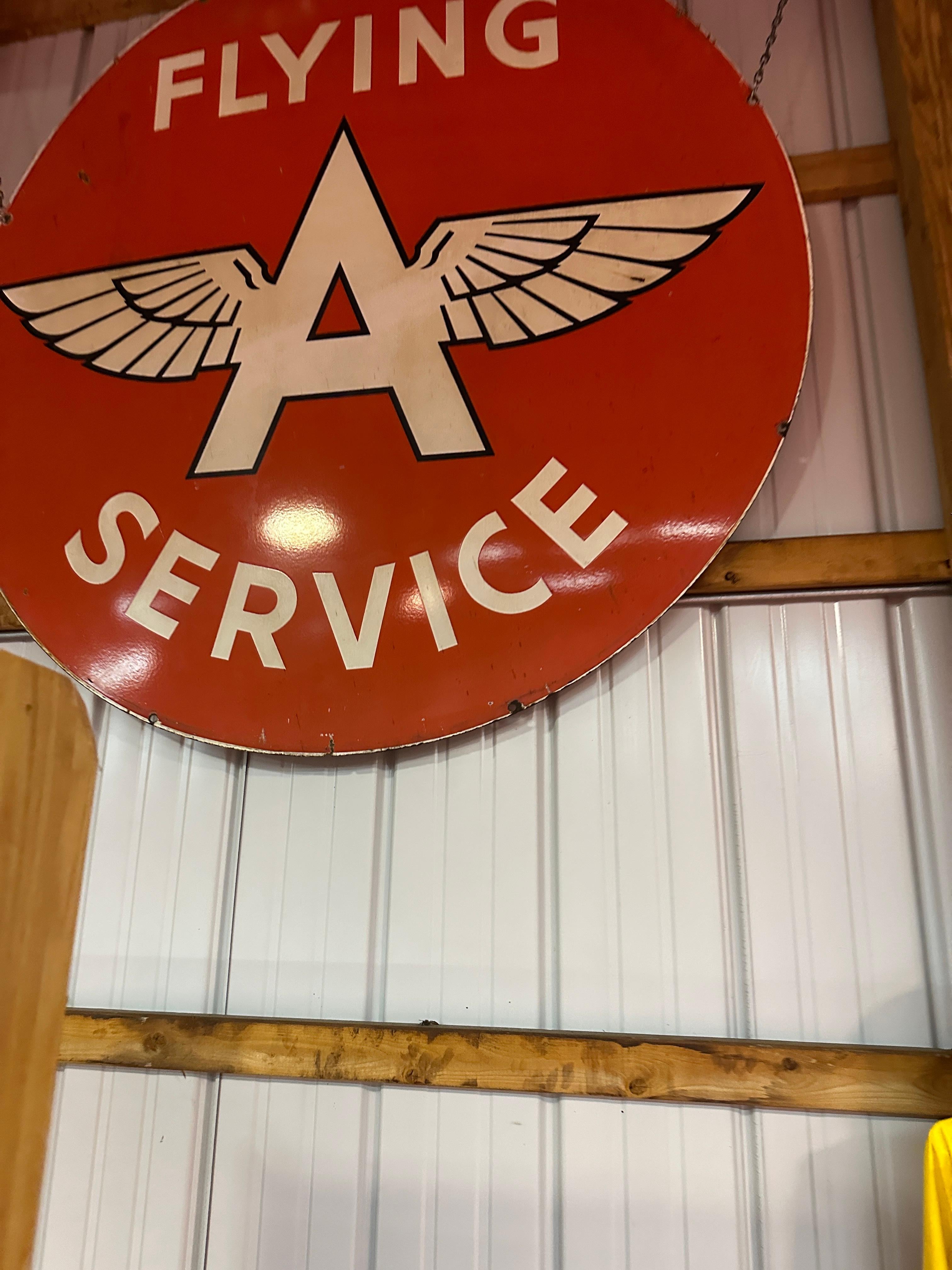 Flying A Service Enamel Sign - Double Sided For Sale 2