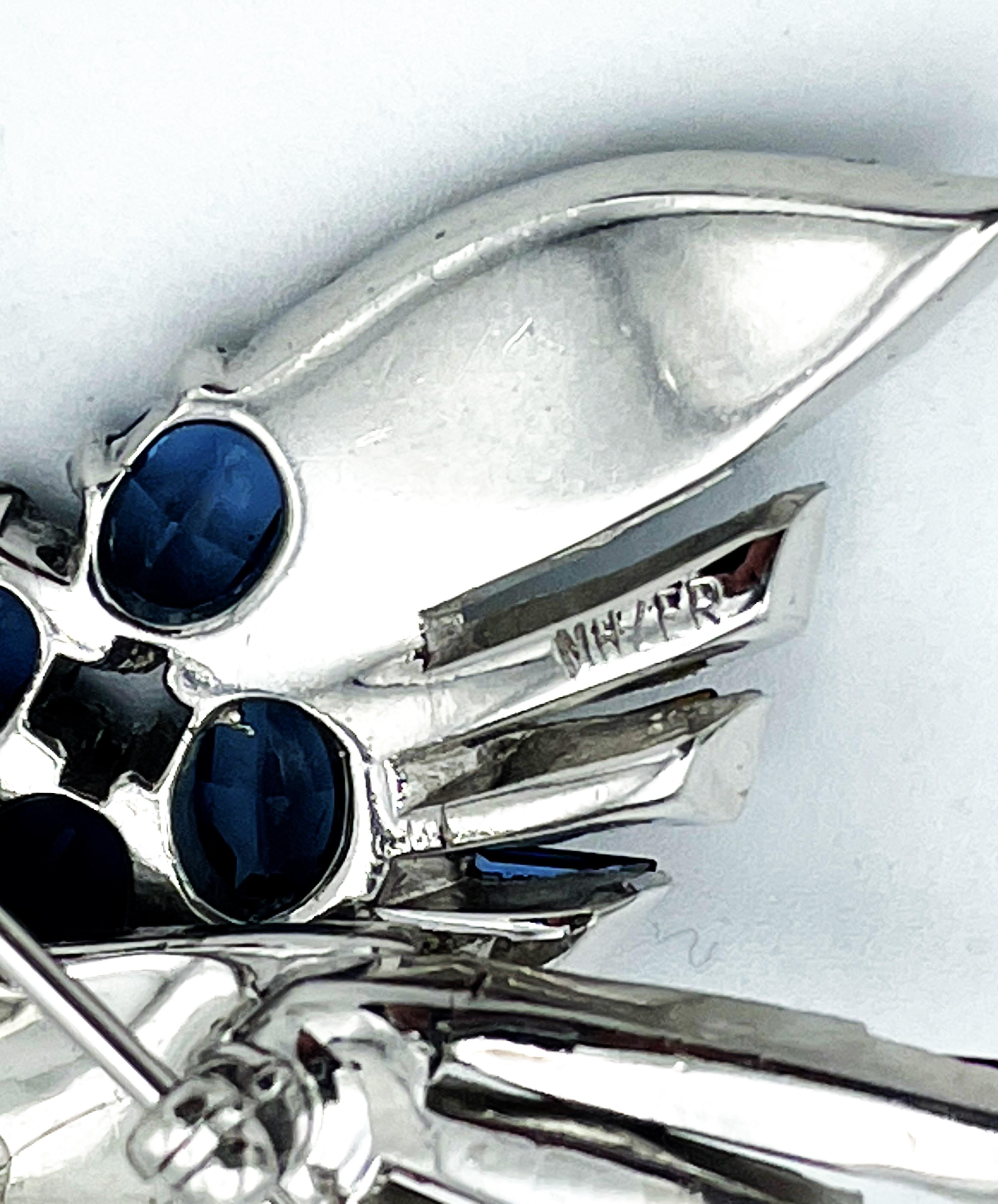 Broche Oiseau patriotique volant par Mazer USA, strass, plaqué Rhodium 1938-42 en vente 2