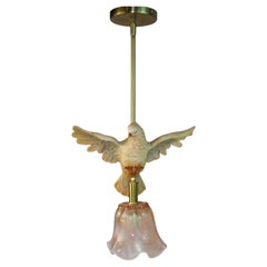 Flying Bird Custom Brass a nd Murano Glass Pendant Light (2 available)