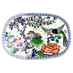 Scolapasta grande con motivo di uccelli volanti di Davenport Porcelain Inghilterra, circa 1840