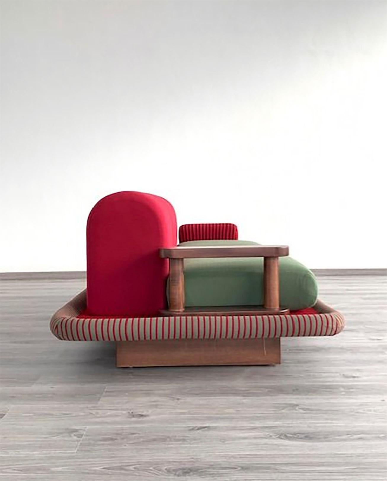 1970 Flying Carpet 3 Seater Sofa by Ettore Sottsass Wood Fabrics Velvet Carpet 3