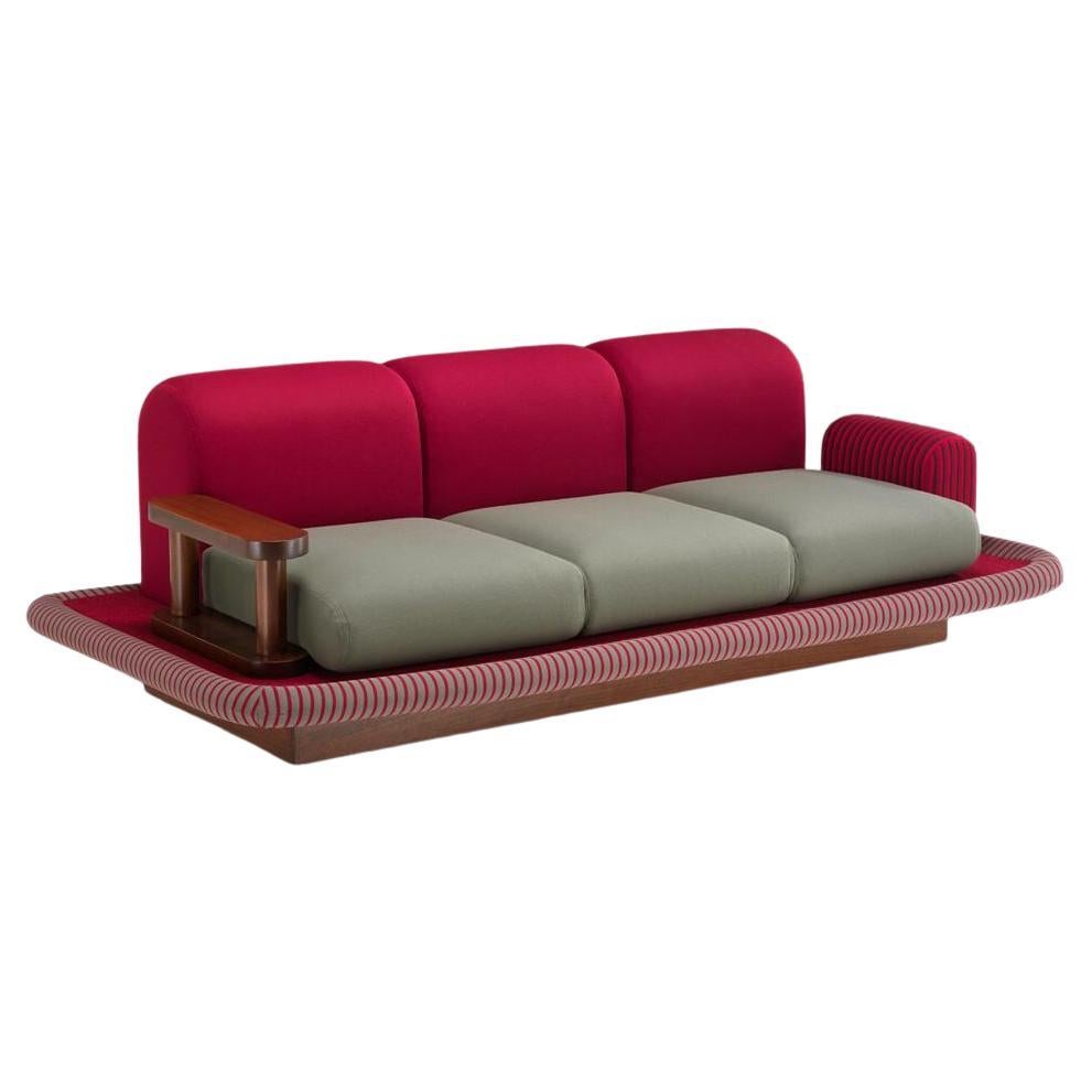 1970 Flying Carpet 3 Seater Sofa by Ettore Sottsass Wood Fabrics Velvet Carpet